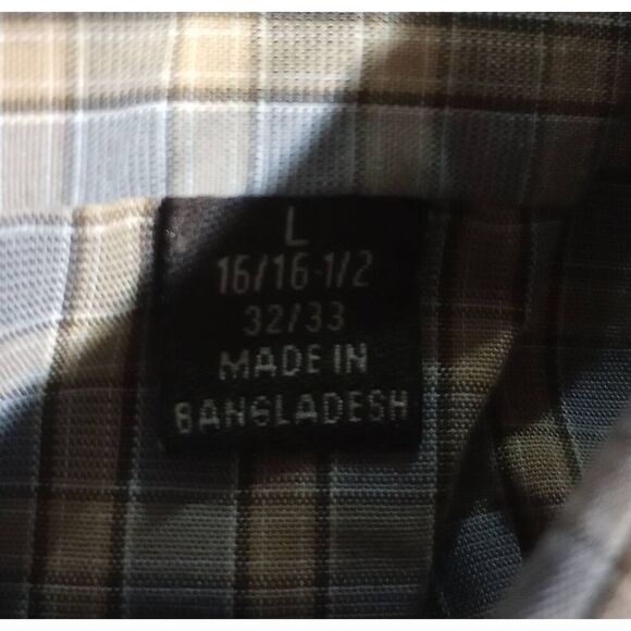 Dockers Shirt Men's Large Blue Tan Button Front‎ Long Sleeve - Picture 7 of 9